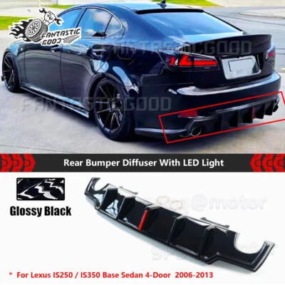 Kit difusor de parachoques trasero LED negro brillante estilo JDM para Lexus IS250 IS350 2006-13 Foto 1 de 4