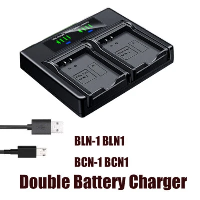 Cargador de batería doble para Olympus BLN-1 BCN-1 OM-D E-M1 M5 Mark II PEN E-P5 -F Foto 1 de 4
