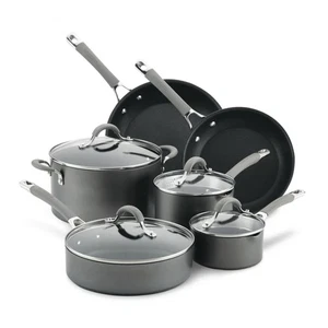 Circulon Elementum Set di Pentole Antiaderenti Anodizzate Rigide, 10 Pezzi, Grigio Ostrica - Foto 1 di 11