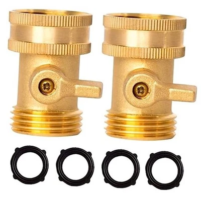 Válvula de cierre de manguera de jardín de latón, paquete de 2 3/4 pulgadas de latón macizo de alta resistencia  Foto 1 de 4