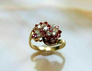 2.00Ct Round Cut Lab Created Red Ruby Womens Wedding Ring 14K Yellow Gold Plated - Picture 1 of 6
