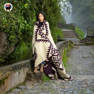 HANDMADE ALPACA BLANKET (Larkspur ) FREE SHIPPING IN USA, QUEEN SIZE - Picture 1 of 9