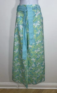 Lilly Pulitzer Wide Leg Belted Pant Green Blue Butterfly Pockets Women Size 6 - Picture 1 of 10