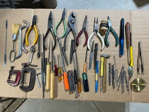 HUGE Lot Vintage Watchmaker Clock Repair Tools Damascus Vigor Pliers Files +++ - Picture 1 of 6