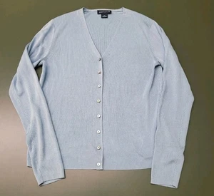 Cárdigan de Colección Ann Taylor Para Mujer Talla XS Azul Claro Seda Abotonada Cuello en V - Imagen 1 de 5