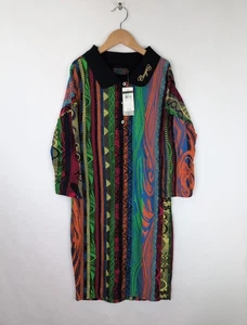 VTG NWT COOGI Women Sz 4XL Black Multicolor Knit Polo Collar Dress DEADSTOCK 90s - Picture 1 of 8