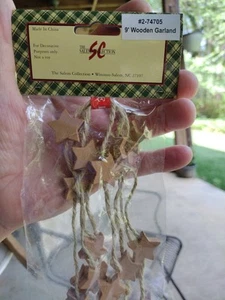 9' Salem Collection Wood Star and Jute Garland Holiday or Everyday  - Picture 1 of 2