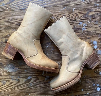 Nuevo de Colección Frye Campus Banana Botas Cortas 8D Amarillo Tobillo Puntera Cuadrada Etiqueta Negra Foto 1 de 4