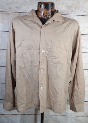 Camisa De Colección Años 50 60 Penneys Towncraft Cuello Lazo Para Hombres Grande Marrón Envejecido Foto 1 de 4