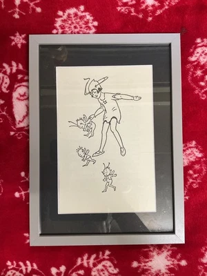 Hermosa impresión artística enmarcada, antigua genuina 1925, Peter Pan, Lucie Mabel Atwell Foto 1 de 3