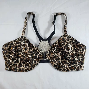 Victoria's Secret Second Skin Satin Unlined Bra 40D Front Close Gold Leopard - Picture 1 of 7