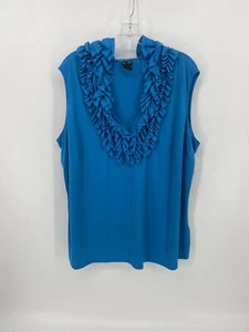 Milano Preowned Women’s Blue Tank Top Blouse with Ruffles Size 2X - Picture 1 of 4