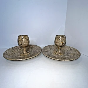 Beautiful Fossil Stone 12" Serving Platter Tray plate And Wine Goblets - Picture 1 of 10