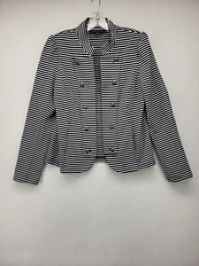 TOMMY HILFIGER WOMEN'S JACKET BLACK WHITE SIZE MEDIUM SKY CAPTAIN MOCK NECK TOP - Picture 1 of 11