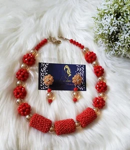 African Nigerian Beaded Jewelry Set - Picture 1 of 2