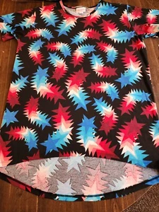 NWT LuLaRoe GRACIE Shirt Size 14 Solid Black Pink Blue Ombre Stars Americana  - Picture 1 of 7