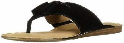 Chanclas para mujer libro de estilo aerosoles punta abierta planas cuero negro Foto 1 de 4
