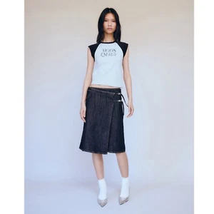 Mango Denim Skirt With Metallic Detail Medium NWT - Picture 1 of 4