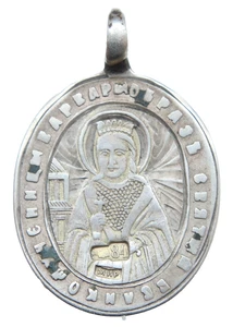 Russian Orthodox Silver Pendant Medallion ''SAINT VARVARA'' 84 Mark - Picture 1 of 5
