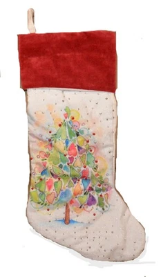 MEDIAS NICOLE MILLER 22" H CON ÁRBOL HECHAS DE CORAZONES MULTICOLORES, CUENTAS Foto 1 de 4