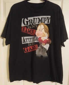 Disney's Grumpy Black T-shirt. Adult Size 2XL. Short Sleeve - Picture 1 of 5