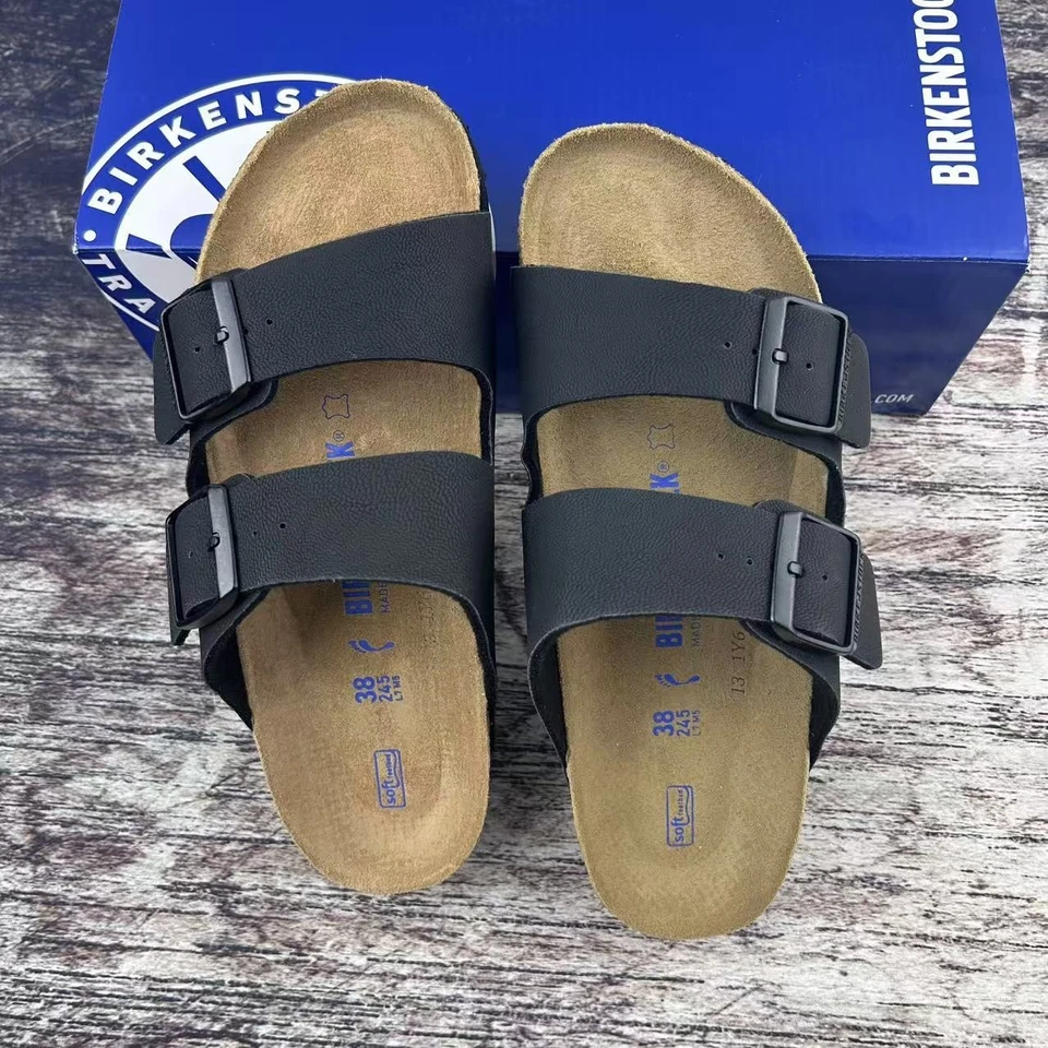 Sandalias Birkenstock Arizona Plantilla Suave Negras Birko-Flor Unisex Talla EU37-45 Foto 1 de 4