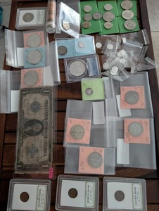 Huge Coin Lot of 38 Silver, Slabs, 1800s, Morgans, Peace, Liberty 1923 Silver 1$ - Picture 1 of 15