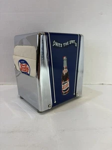 Vntg Pepsi Cola “Hits The Spot” Napkin Dispenser W/ Napkins Blue & Silver Rare - Picture 1 of 20