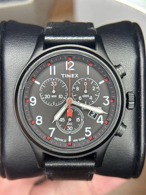 Reloj cronógrafo Timex x Express para hombre INDIGLO WR100M esfera negra y detalles rojos Foto 1 de 4