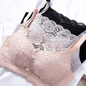 Lace Bras For Women Sexy Underwear No Underwire Push Up Bra Plus Size Wirefree - Picture 1 of 30