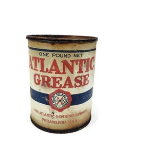 Vintage Atlantic Refining Co Grease 1 Lb Can Motor No 1 Gas Service Station Sign - Picture 1 of 6
