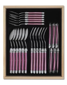 Juego de cubiertos de 24 piezas Laguiole en bandeja de madera de primera calidad, púrpura perla - Imagen 1 de 6