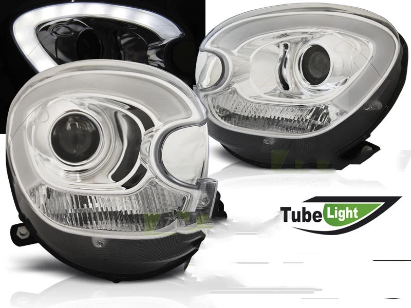 FARI FANALI ANTERIORI MINI COUNTRYMAN 2010-2017 LOOK XENON,LENTICOLARE CROMATO - Immagine 1 di 1