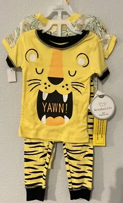 Koala Kids Infant Boys 4pc Tiger Pajamas T-Shirts & Pants Baby Sleep Set 12m - Image 1 of 2