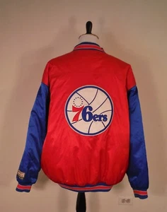 Hardwood Classics Carl Banks PHILADELPHIA 76ers Satin Quilted Jacket NBA 2XL XXL - Picture 1 of 10