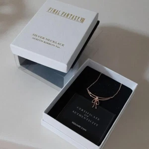 FINAL FANTASY XII FF7 Official Silver Necklace Aerith Ribbon Ver Materia Pendant - Picture 1 of 1