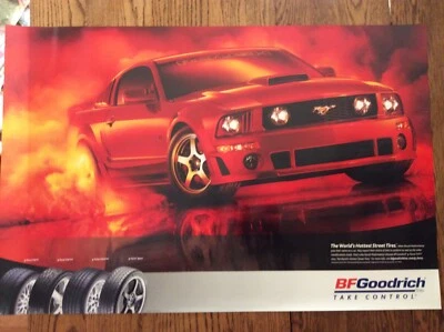 ORIGINAL BF GOODRICH POSTER SIGN ROUSCH FORD MUSTANG ORANGE - Image 1 of 3