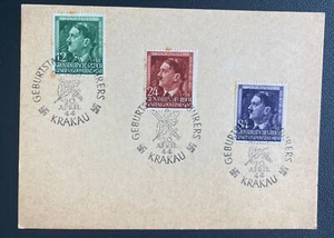 1944 Krakow General Government Germany Postcard first Day Cover Leader Birthday - Picture 1 of 2