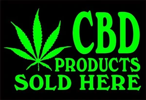 CBD Products Sold Here Decal Vinyl Storefront Dispensary Cannabis Door Sticker - Picture 1 of 2