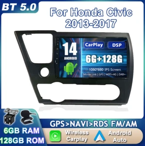 6GB+128GB For Honda Civic 2013-2017 Car Radio Stereo Navi Android 14 CarPlay DSP - Afbeelding 1 van 15