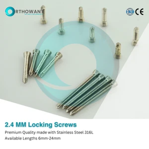 2.4mm Locking Bone Screws Hexhead Self-Tapping Set of 100 PCs Orthopedic Implant - Picture 1 of 7