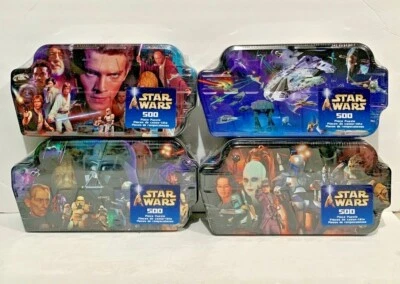 2002 Star Wars 500 Piece Puzzle Complete Set of 4 Sealed in Original Plastic - Image 1 of 4