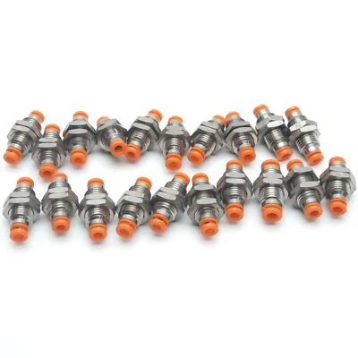 Lot of 20 SMC KQ2E23-00 Bulkhead Union P2C Fitting, 1/8" Tubing, Proof 3MPa - Image 1 of 4