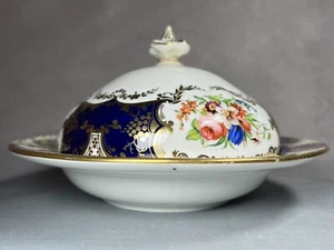 c1850* Coalport 20.8cm Bowl with Muffin Cover in Batwing Pattern 6 / 688 - Picture 1 of 23