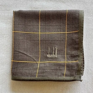 Vintage Handkerchief Brown Yellow Glen Check Cotton Classic Pocket Square 18" - Picture 1 of 3