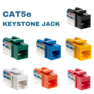 CAT5 Keystone Jack 8P8C 110 Punchdown RJ45 Network Ethernet CAT5e Plug Lot Pack - Picture 1 of 28