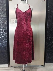 NEW ATMOS & HERE 18 2xl Burgundy Red Crushed velvet CLARINDA strappy slip dress - Picture 1 of 12