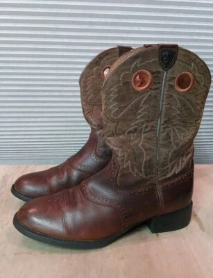 Ariat Juvenil Talla 4 Botas Occidentales Cuero Áspero Marrón Vaquero Rodeo  Foto 1 de 4