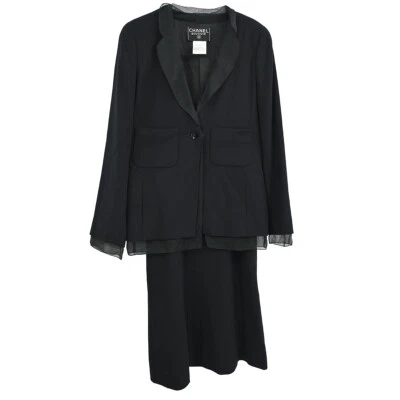 Chanel Setup Suit Jacket Skirt Black 98A #36 153153 - Image 1 of 4