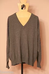 Collec Aon Galleries 100% Cashmere Gray V-Neck Sweater XL Extra Large - Picture 1 of 2